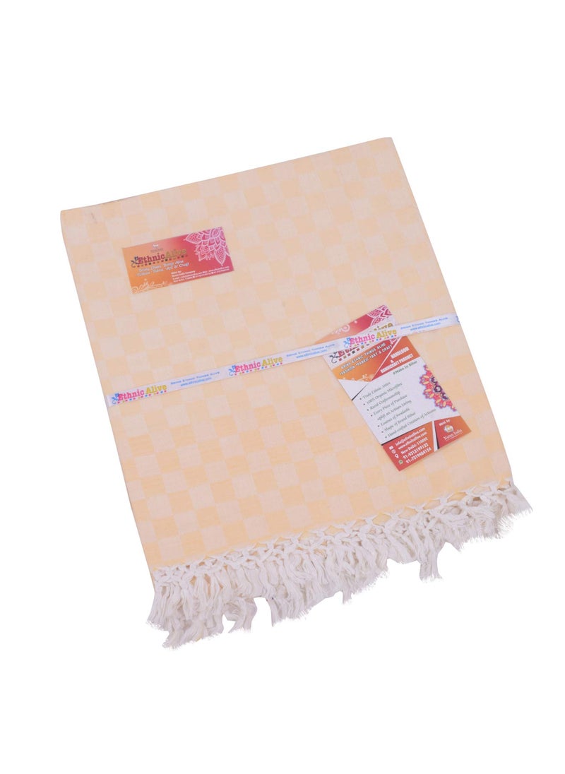 EthnicAlive NIC Bhagalpuri Handloom Exclusive 3D Orange and White Cubic ChadarAll Season Chadar for Sleeping AC Blanket for Summer
