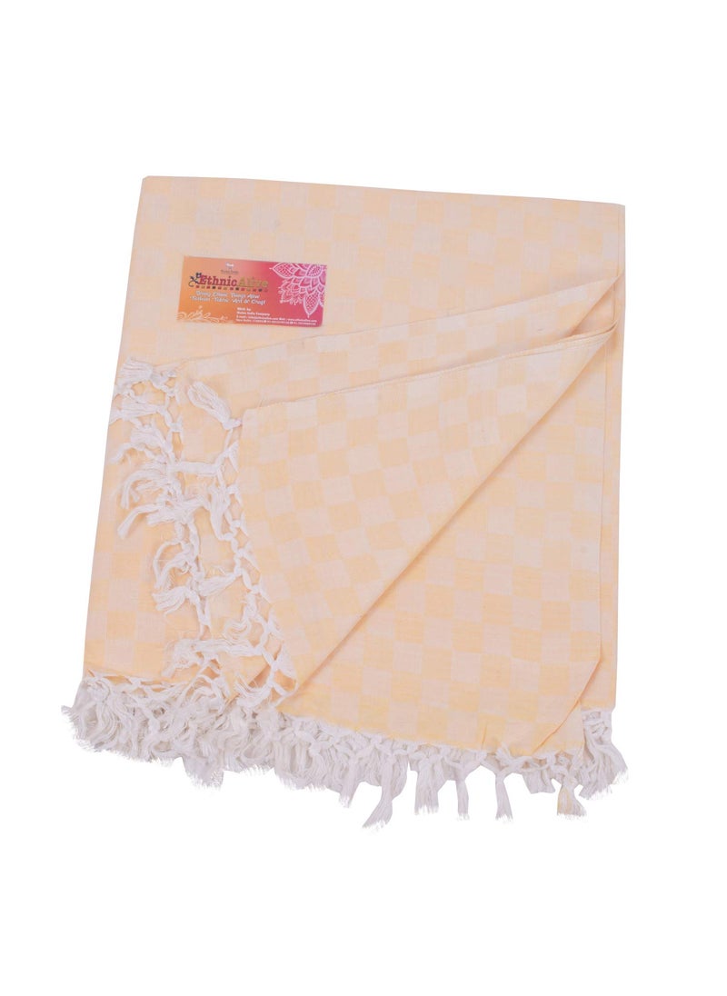 EthnicAlive NIC Bhagalpuri Handloom Exclusive 3D Orange and White Cubic ChadarAll Season Chadar for Sleeping AC Blanket for Summer