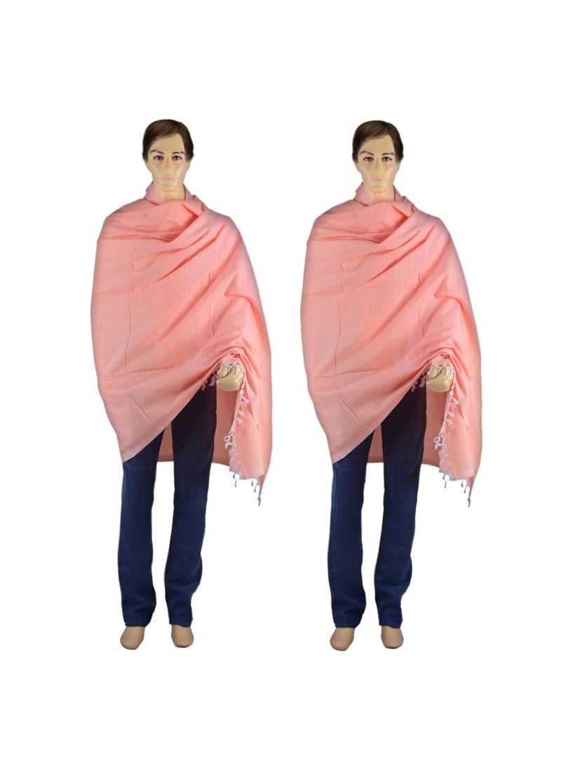EthnicAlive Bhagalpuri Handloom Organic Dull Andi Chadar Comforter Blanket Pure Bamboo Fabric Orange Double Pack of 2 Size 220x125cm