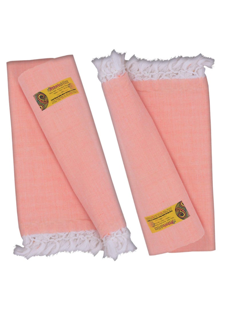 EthnicAlive Bhagalpuri Handloom Organic Dull Andi Chadar Comforter Blanket Pure Bamboo Fabric Orange Double Pack of 2 Size 220x125cm