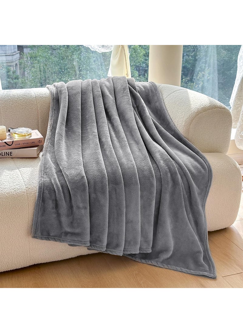 Piercell Plush Summer Double Bed DoharAC Blanket Lightweight Fuzzy Cozy Soft Plush Warm Blankets and Throws for Sofa 300 GSM 230x240 cm AC Blanket Dark Grey