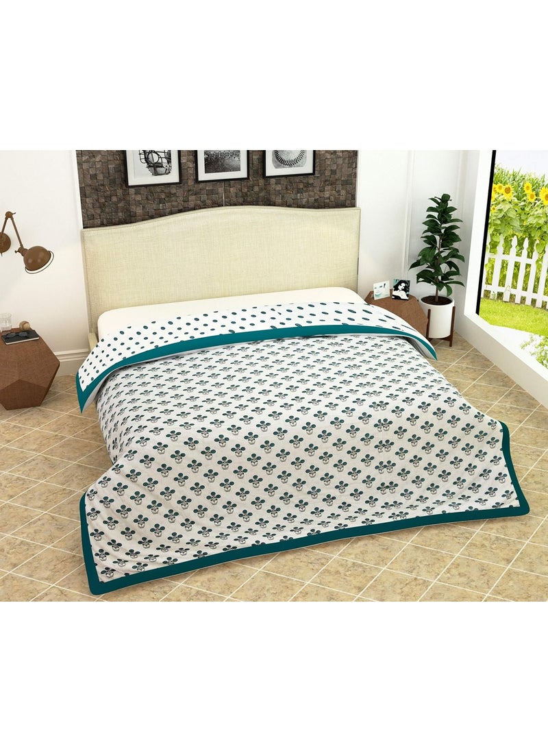 Kritarth Handicrafts 250 GSM Sanatize Microfiber Filled Double Bed King Size Poly Cotton Reversible Blanket 230 x 250 cm
