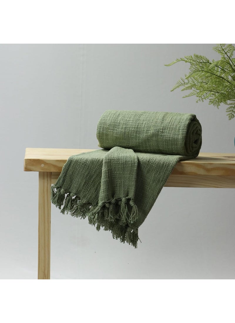 DMAASA Cotton Green Throw Blanket Soft Cozy 50X60 Inches Premium Cotton Lightweight Stylish for Sofa Bed Living Room Bedroom Elegant Home Dcor