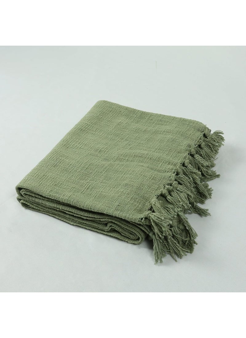 DMAASA Cotton Green Throw Blanket Soft Cozy 50X60 Inches Premium Cotton Lightweight Stylish for Sofa Bed Living Room Bedroom Elegant Home Dcor