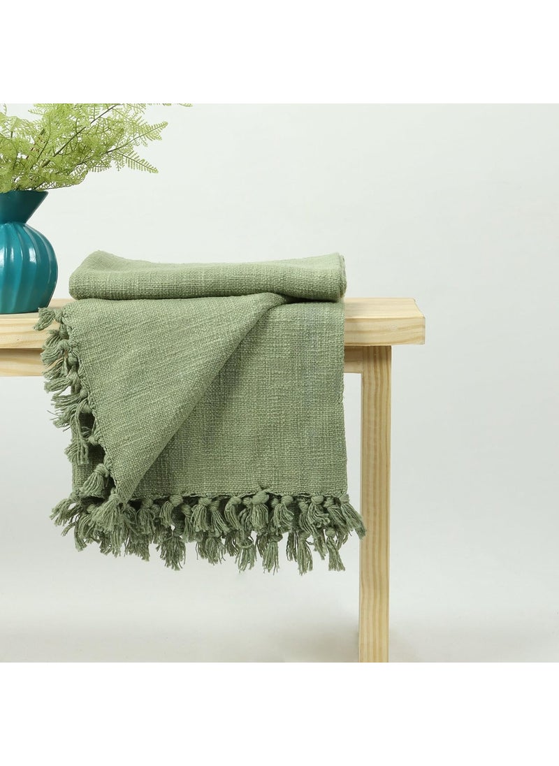 DMAASA Cotton Green Throw Blanket Soft Cozy 50X60 Inches Premium Cotton Lightweight Stylish for Sofa Bed Living Room Bedroom Elegant Home Dcor