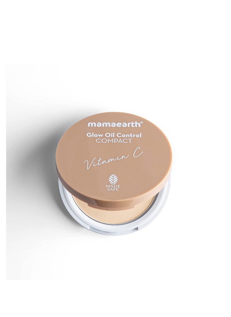 Mamaearth Glow Oil Control Matte Compact For Normal Skin  Spf 30 With Vitamin C and Turmeric For 2X Instant Glow  9 G Crème Glow Brown