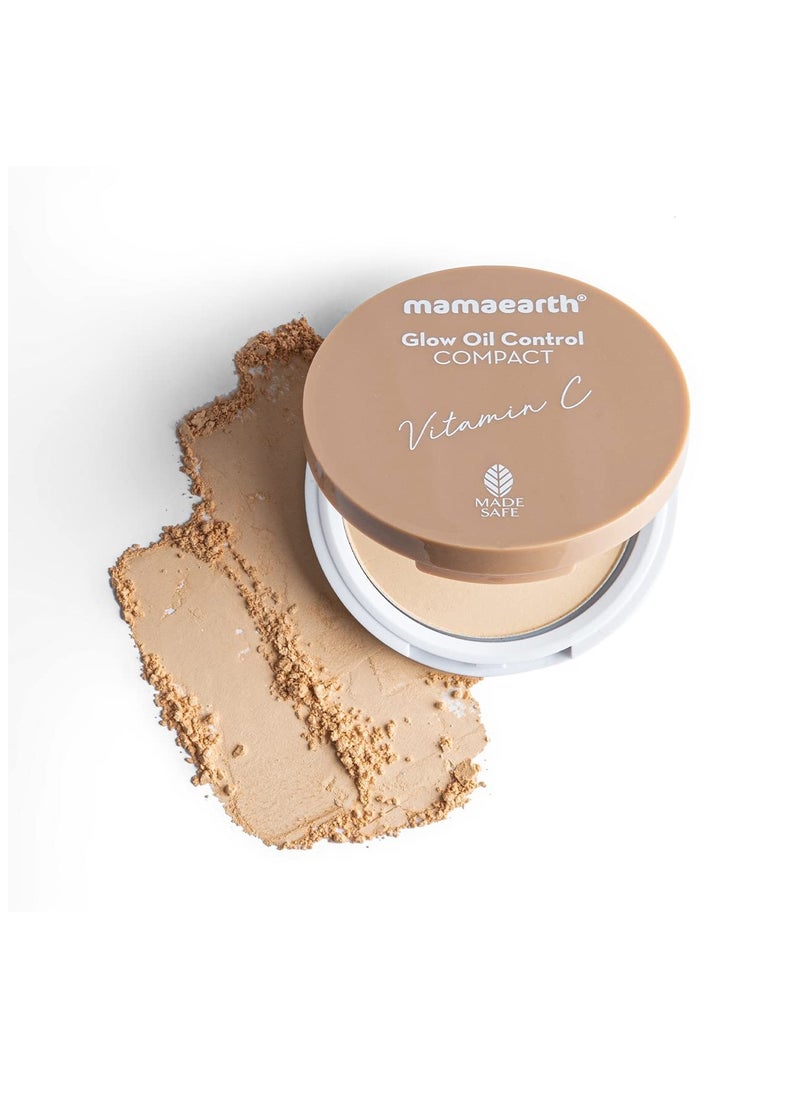 Mamaearth Glow Oil Control Matte Compact For Normal Skin  Spf 30 With Vitamin C and Turmeric For 2X Instant Glow  9 G Crème Glow Brown