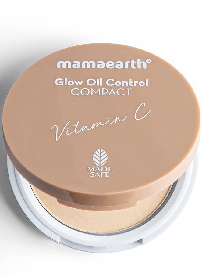 Mamaearth Glow Oil Control Matte Compact For Normal Skin  Spf 30 With Vitamin C and Turmeric For 2X Instant Glow  9 G Crème Glow Brown