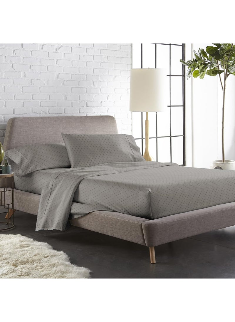 Blue Dahlia 300 TC Cotton Flat Bedsheet for Double BedSateen Weave Queen Size Bed Sheet Swiss Dot1 Flat Sheet 90x100 2 Pillow Covers 18x28 Bedding Set OekoTEX Certified Paloma Grey
