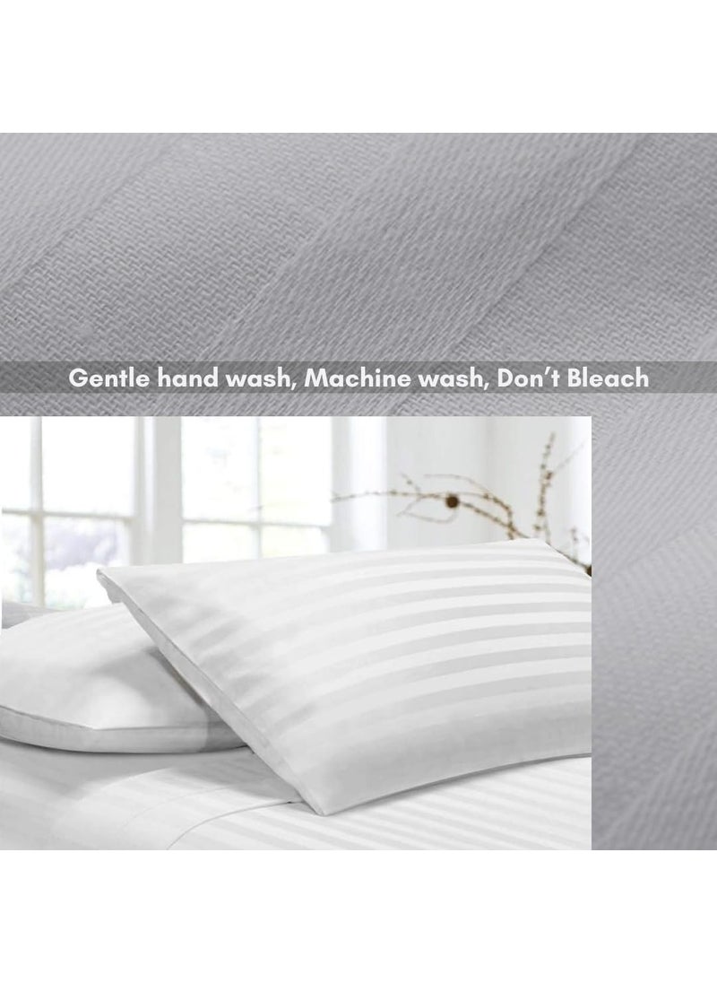 Ackross 200 TC Cotton Pillow Covers for Hotel Guest House BB20 X 30 inch 2 White Striped