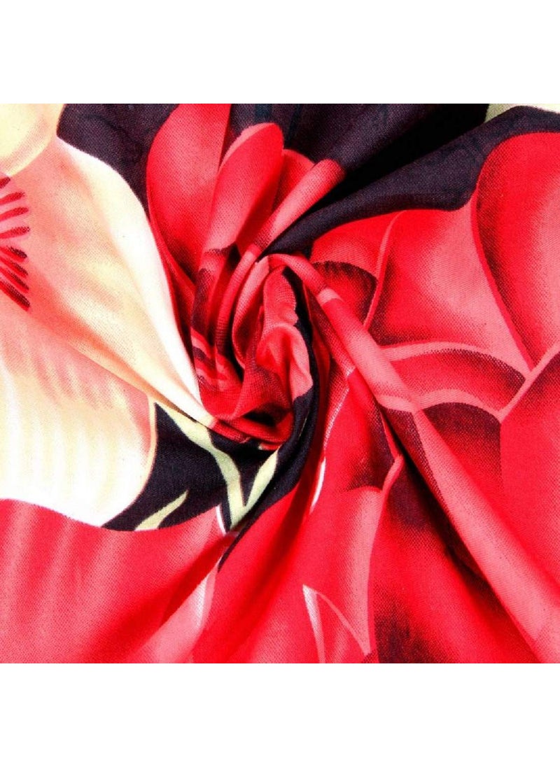 SHIVI CREATION Prime Collection 144 TC 3D Printed Poly Cotton Double Bedsheet with 2 Pillow Covers Multicolour 90 x 90 Inch Maroon with Red Roses