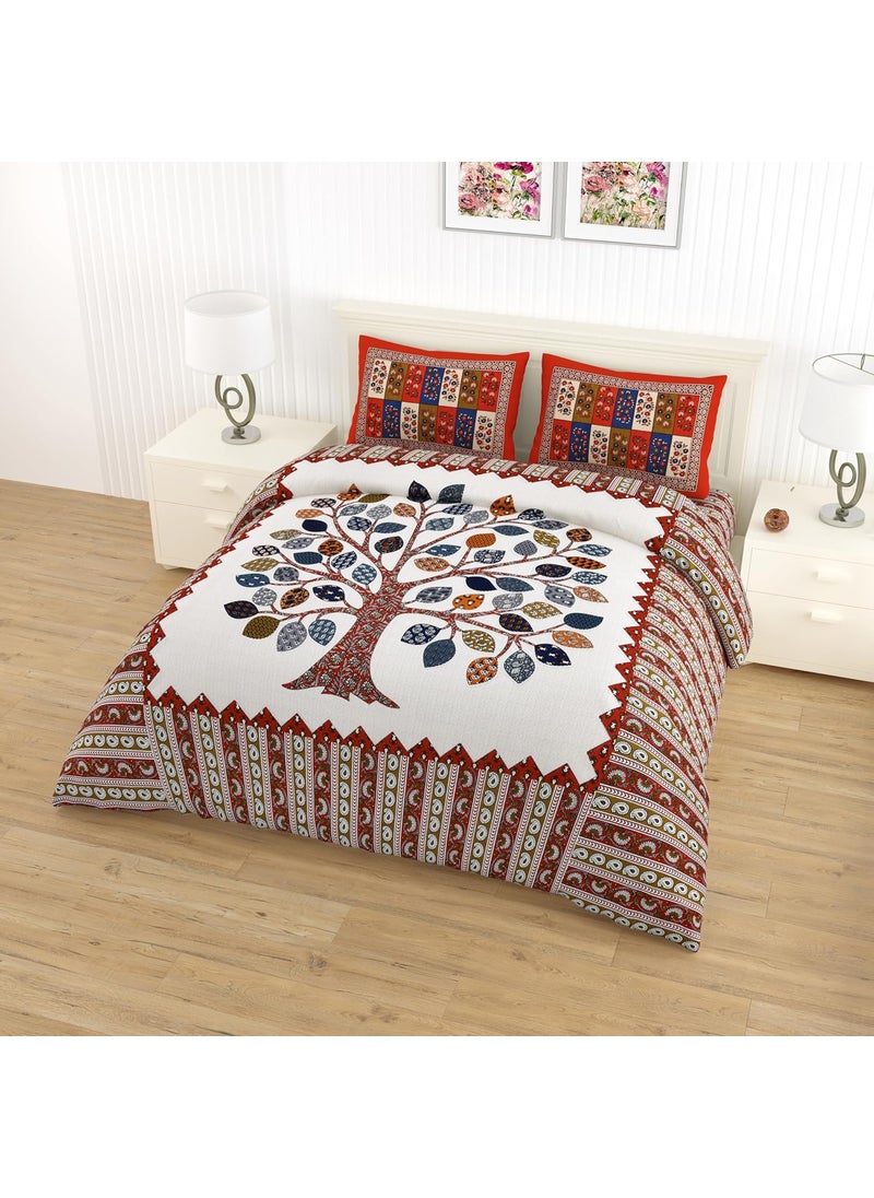 Nidhra Collections Tessuti Cotton Bedsheets with 2 Pillow Covers Soft Breathable Exceptionally Comfortable King Size XL