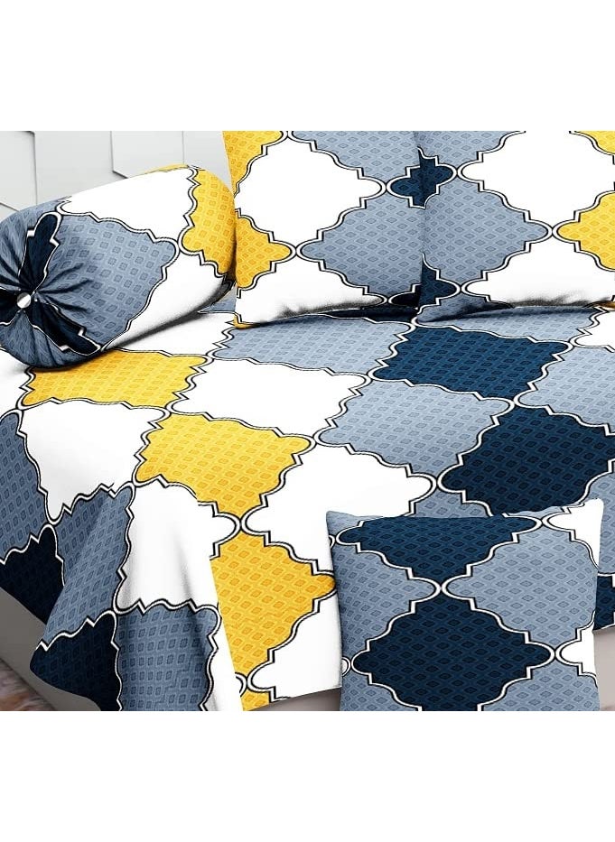 Jyotaksh 200TC Diwan Set Cotton 8 Piece Deewan Printed Bedsheet Sets for Living Room Hall Set of 8 Piece 1Bed Sheet 60x90 Inch 2Bolster Cover 16x32 Inch 5Cushion Cover 16x16 InchAW21