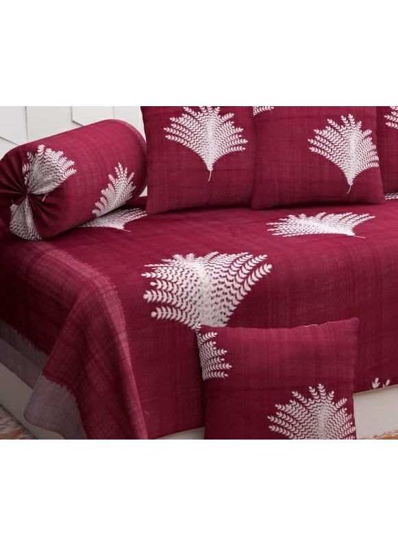 Jyotaksh 200TC Diwan Set Cotton 8 Piece Deewan Printed Bedsheet Sets for Living Room Hall Set of 8 Piece 1Bed Sheet 60x90 Inch 2Bolster Cover 16x32 Inch 5Cushion Cover 16x16 InchAB17