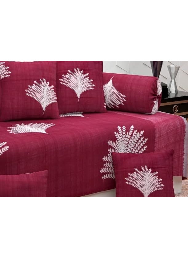 Jyotaksh 200TC Diwan Set Cotton 8 Piece Deewan Printed Bedsheet Sets for Living Room Hall Set of 8 Piece 1Bed Sheet 60x90 Inch 2Bolster Cover 16x32 Inch 5Cushion Cover 16x16 InchAB17