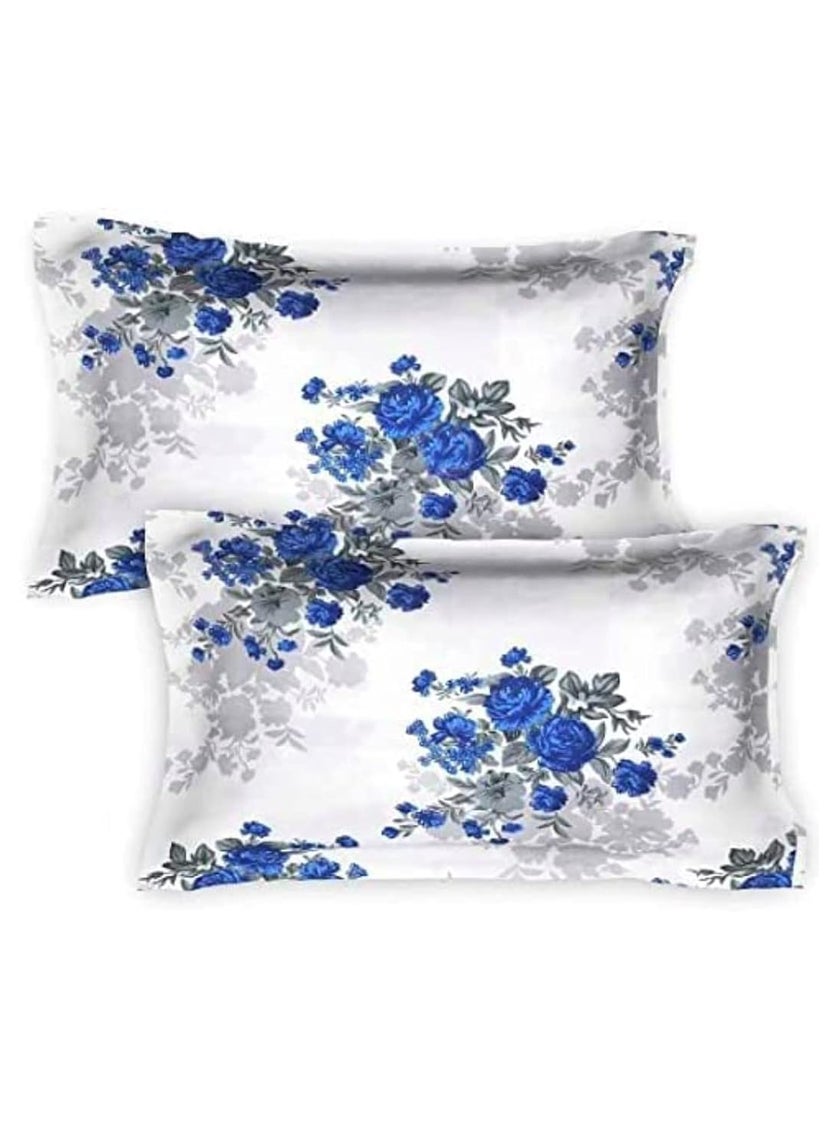 SHIVI CREATION Prime Collection Supersoft Glace Cotton 160TC Printed Double Bedsheet with 2 Pillow Covers Multicolour Size 90 x 90 Inch Blue Guldasta Gold BS