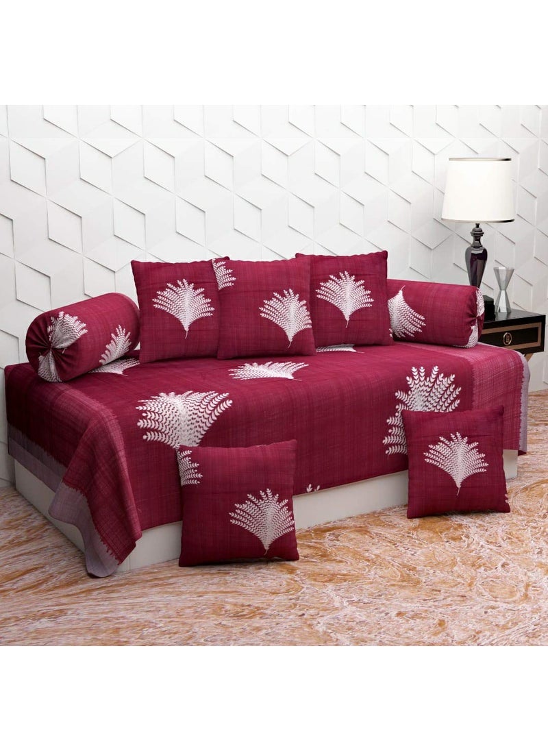 Jyotaksh 200TC Diwan Set Cotton 8 Piece Deewan Printed Bedsheet Sets for Living Room Hall Set of 8 Piece 1Bed Sheet 60x90 Inch 2Bolster Cover 16x32 Inch 5Cushion Cover 16x16 InchAF17
