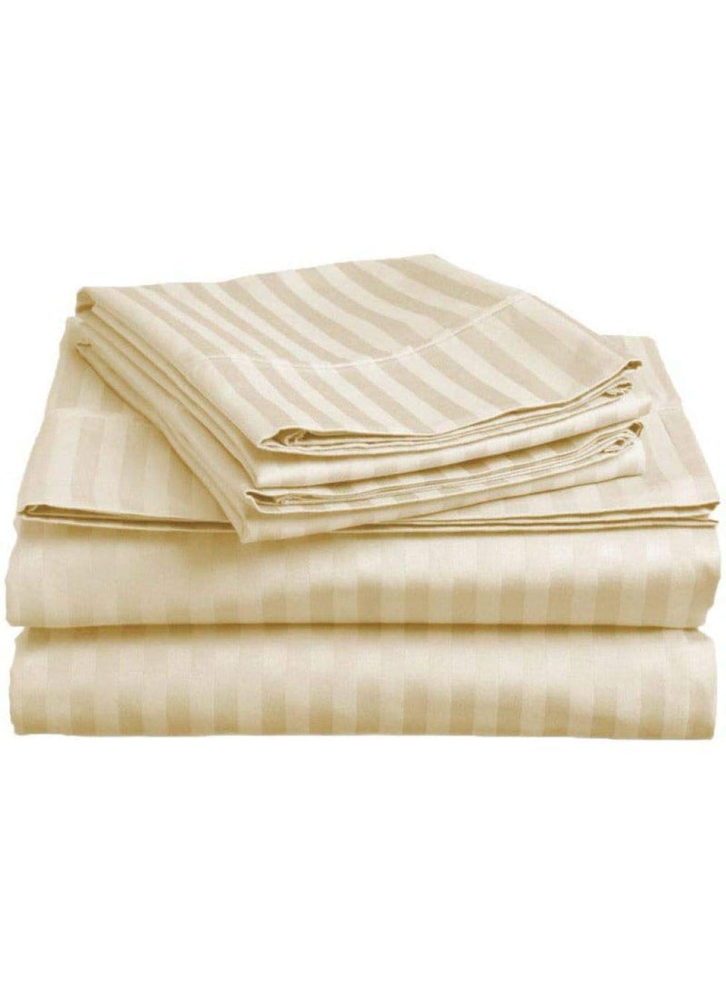 Harbell Home 250 TC Solid Satin Stripe Single Bed Bedsheet 60x90 Inches 1 Pillow Cover for Home Hotels Guest House PG Cream