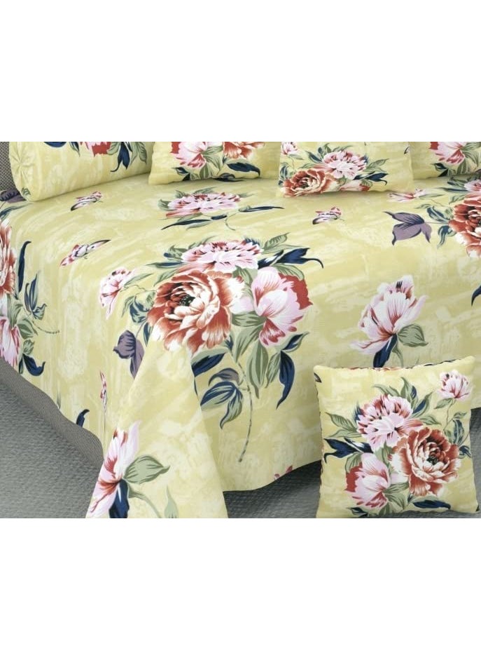 Jyotaksh 200TC Diwan Set Cotton 8 Piece Deewan Printed Bedsheet Sets for Living Room Hall Set of 8 Piece 1Bed Sheet 60x90 Inch 2Bolster Cover 16x32 Inch 5Cushion Cover 16x16 InchAE16