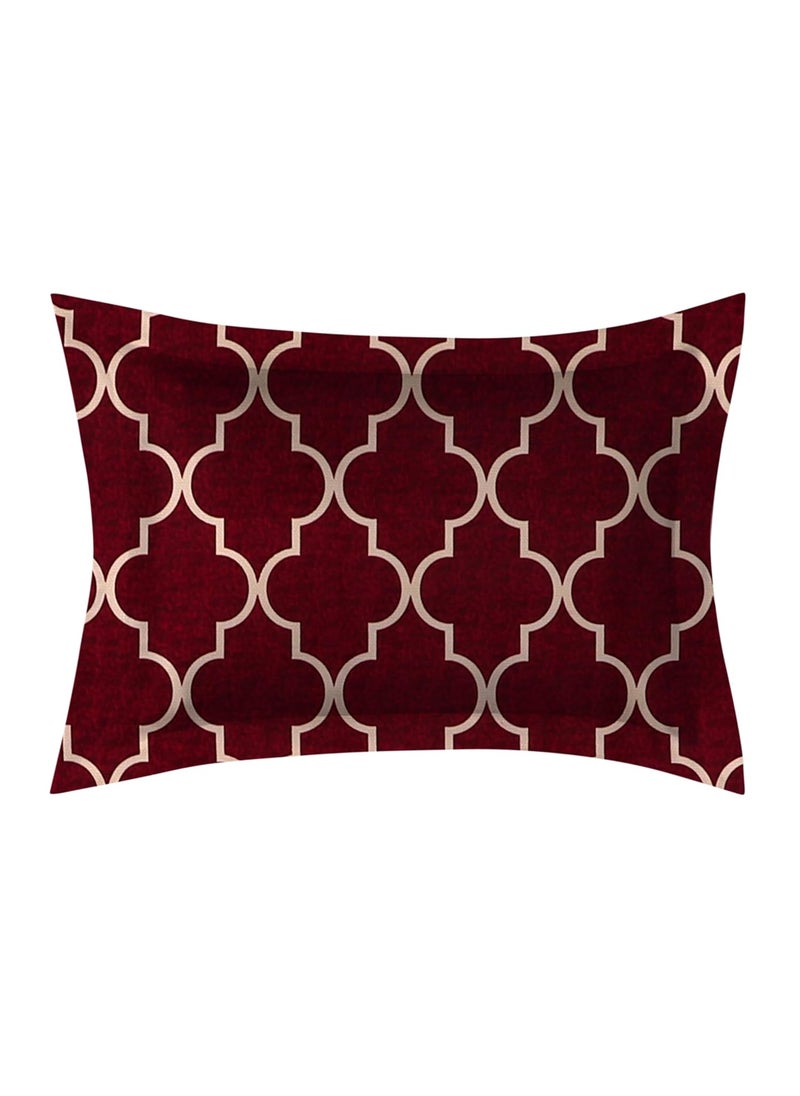 RAREBIRD 100 King Size Glace Cotton Feel 210 Tc All Over Elastic Fitted Size 72x78x8 inch Double Bedsheet with 2 Pillow Covers Color_ Red Carpet