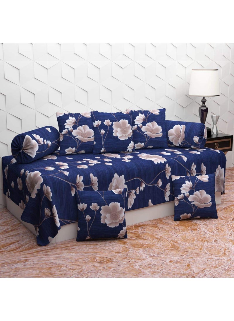Jyotaksh 200TC Diwan Set Cotton 8 Piece Deewan Printed Bedsheet Sets for Living Room Hall Set of 8 Piece 1Bed Sheet 60x90 Inch 2Bolster Cover 16x32 Inch 5Cushion Cover 16x16 InchAW20