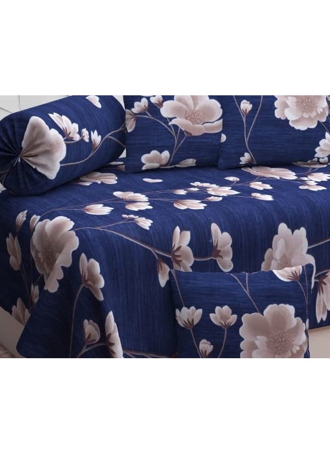 Jyotaksh 200TC Diwan Set Cotton 8 Piece Deewan Printed Bedsheet Sets for Living Room Hall Set of 8 Piece 1Bed Sheet 60x90 Inch 2Bolster Cover 16x32 Inch 5Cushion Cover 16x16 InchAW20