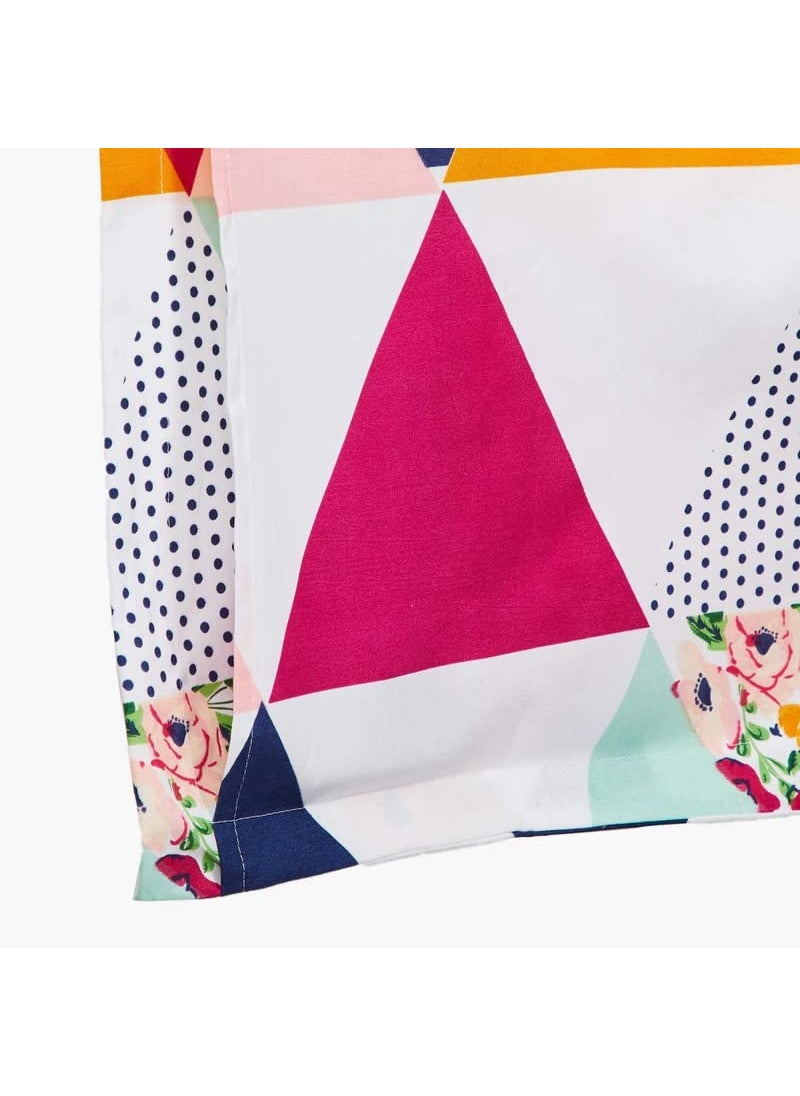SHIVI CREATION Prime Collection Supersoft Glace Cotton 160TC Printed Double Bedsheet with 2 Pillow Covers Multicolour Size 90 x 90 Inch Coloured Triangles Gold BS