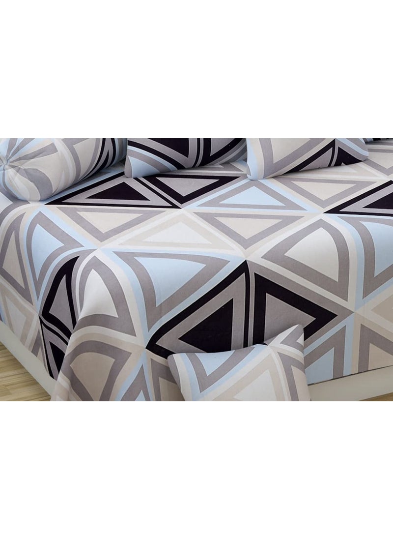 Jyotaksh 200TC Diwan Set Cotton 8 Piece Deewan Printed Bedsheet Sets for Living Room Hall Set of 8 Piece 1Bed Sheet 60x90 Inch 2Bolster Cover 16x32 Inch 5Cushion Cover 16x16 InchAX08