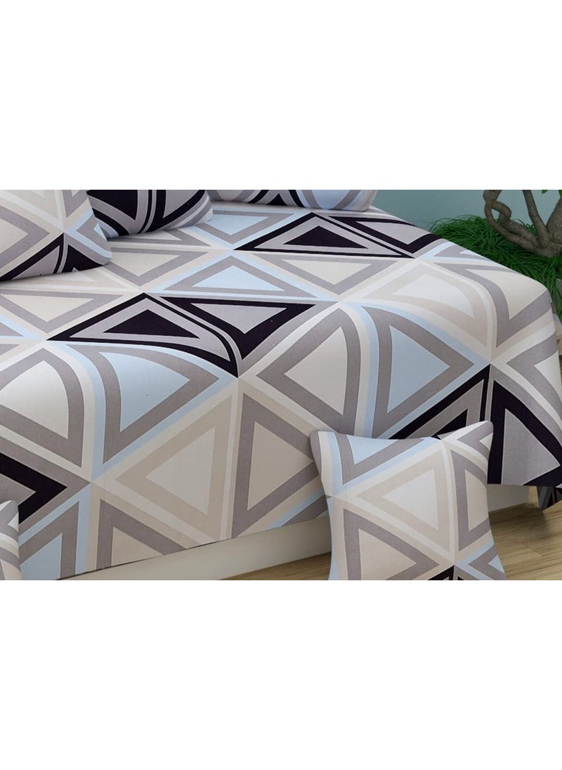 Jyotaksh 200TC Diwan Set Cotton 8 Piece Deewan Printed Bedsheet Sets for Living Room Hall Set of 8 Piece 1Bed Sheet 60x90 Inch 2Bolster Cover 16x32 Inch 5Cushion Cover 16x16 InchAX08