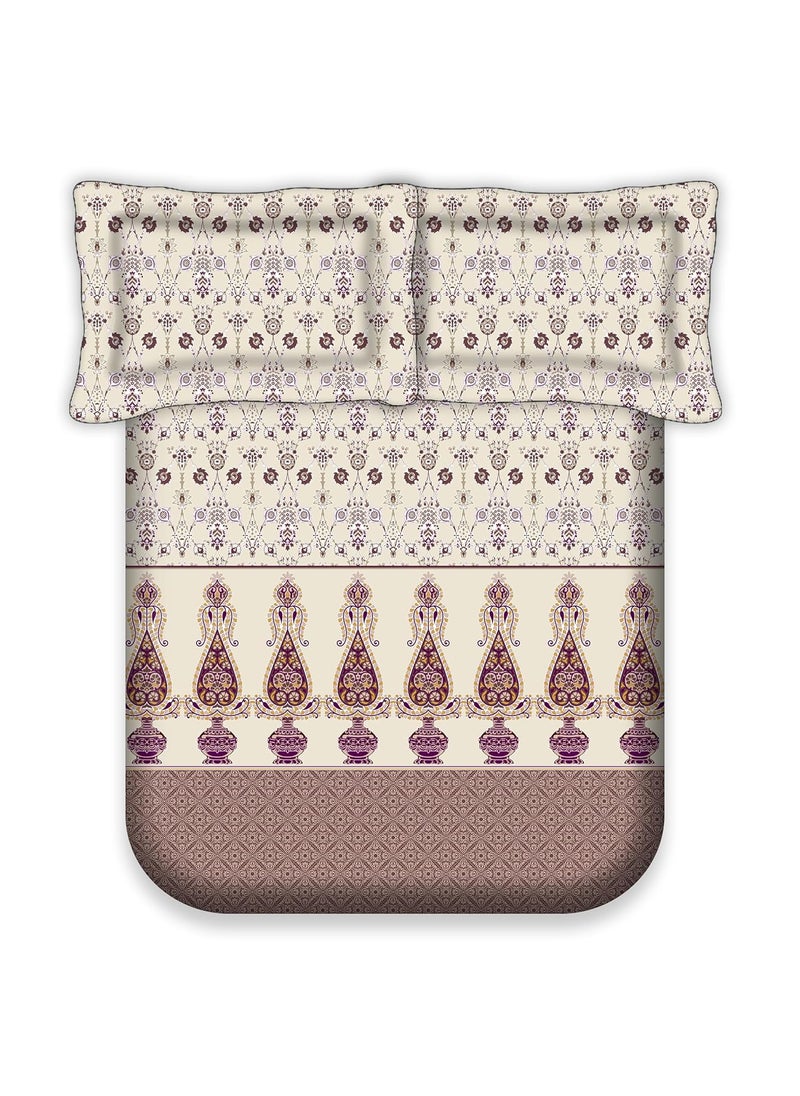 LABHAM Everyday 152TC 100 Cotton King Size Bedsheet for Double King Size Bed with 2 Pillow Covers 108x 108 Beige Maroon
