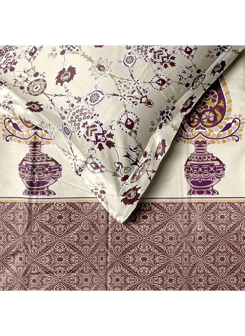 LABHAM Everyday 152TC 100 Cotton King Size Bedsheet for Double King Size Bed with 2 Pillow Covers 108x 108 Beige Maroon