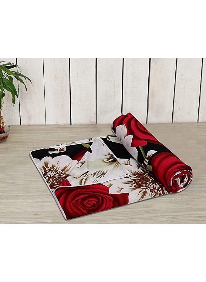 CK CREATION Polyester AllWeather 120 GSM Printed Lightweight Reversible AC Dohar Blanket Quilt Lili Big Flower Double