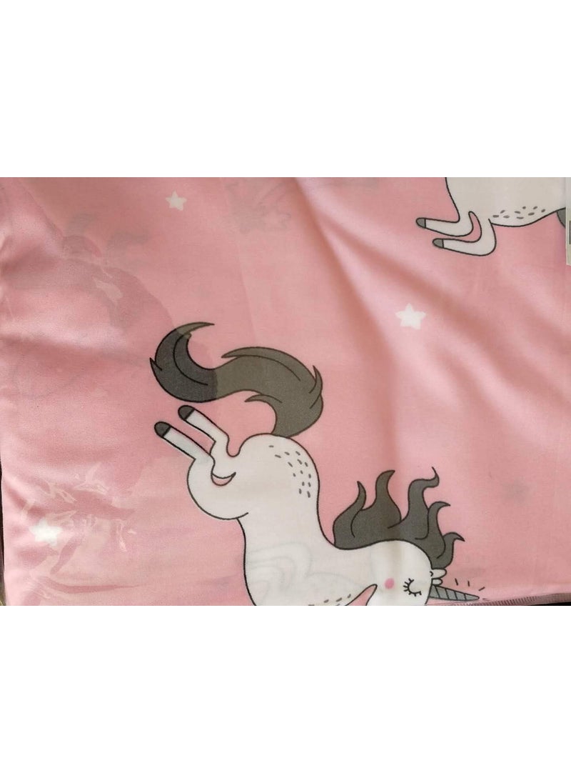 ABM UNLIMITED Cartoon Unicorn Print Reversible Soft Poly Cotton Ac BlanketDohar for Kids Single Bed