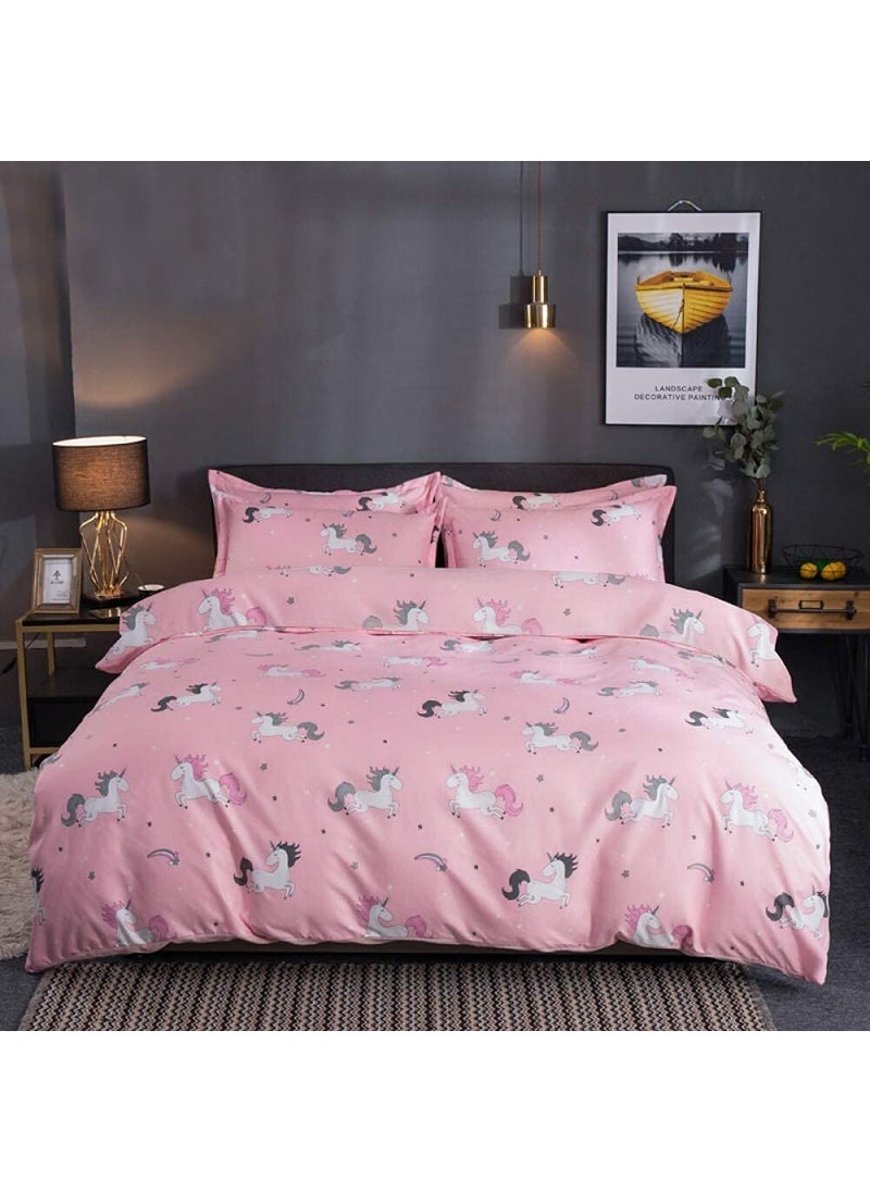 ABM UNLIMITED Cartoon Unicorn Print Reversible Soft Poly Cotton Ac BlanketDohar for Kids Single Bed