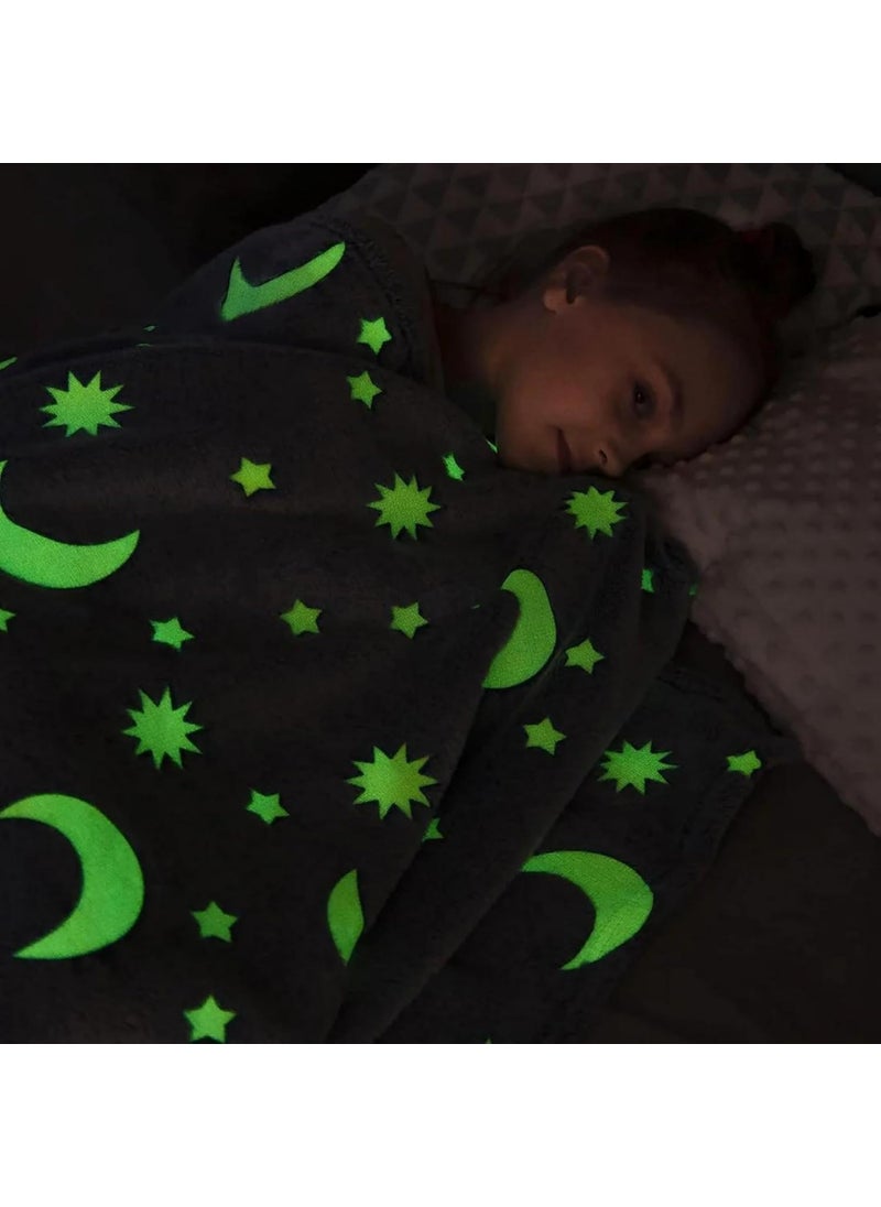 FAMYO Moon Stars Glow Blanket for Gifting for Kids Birthday Gift for 015 yrs AC Blanket for Children Return Gifts Party Favour Perfect for Gifting for NieceNephewSonDaughter Grey