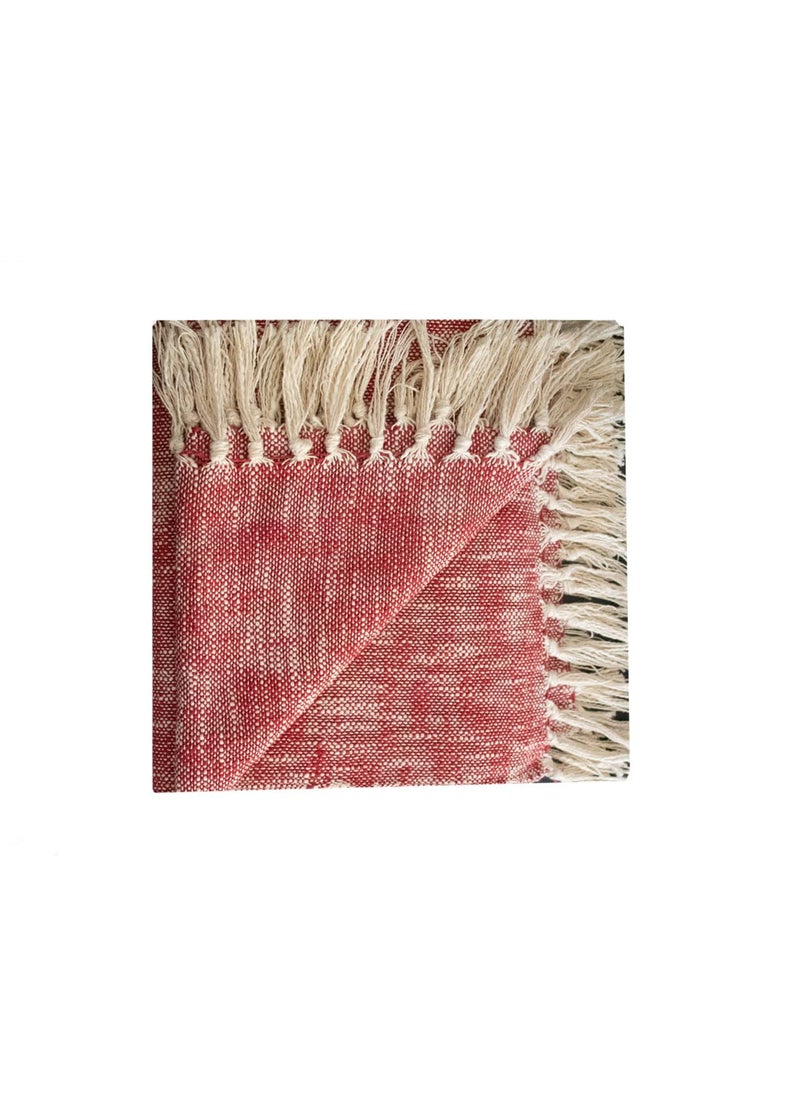 Hugs N Rugs Picnic Camping Beach Throw Organic Cotton Blanket with Fringes