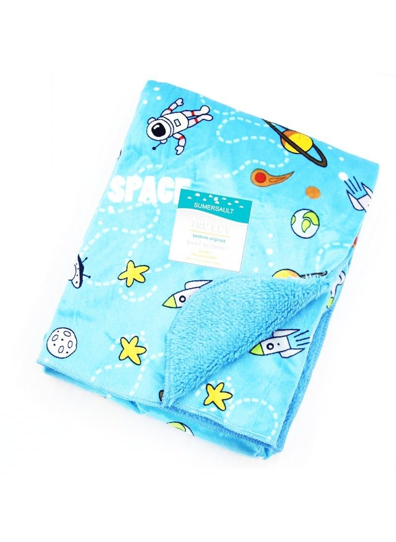 Jongen en Meisje Dark Blanket Space Planet Astronaut for Kids Soft Plush Star Space Ship Planets Blanket for Kids Color Sky Blue