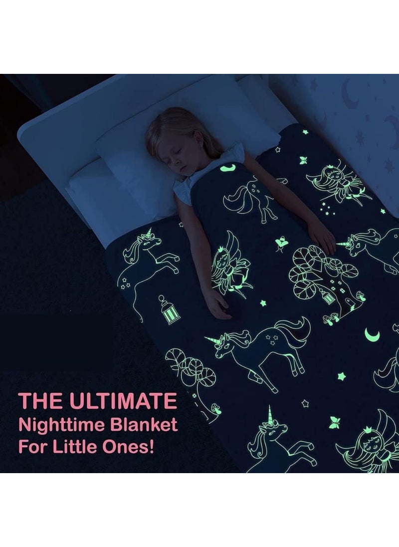 FAMYO Unicorn Fairy Glow Blanket for Gifting for Kids Birthday Gift for 015 yrs AC Blanket for Children Return Gifts Party Favour Perfect for Gifting for NieceNephewSonDaughter Pink