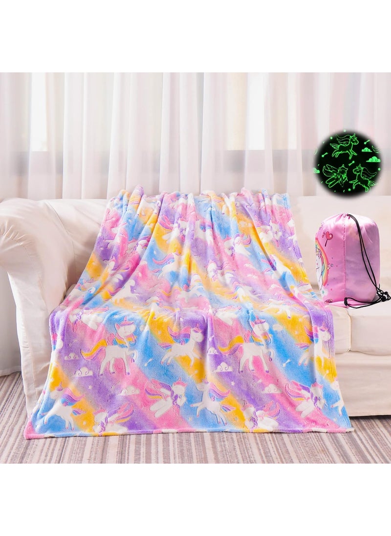 Occasion Glow in The Dark Blanket for Kids 015 Years 160x130 Cm Soft Flannel Fleece Throw Cozy Warm AllSeason Radium Blanket Ideal Gift for Boys Girls Pink