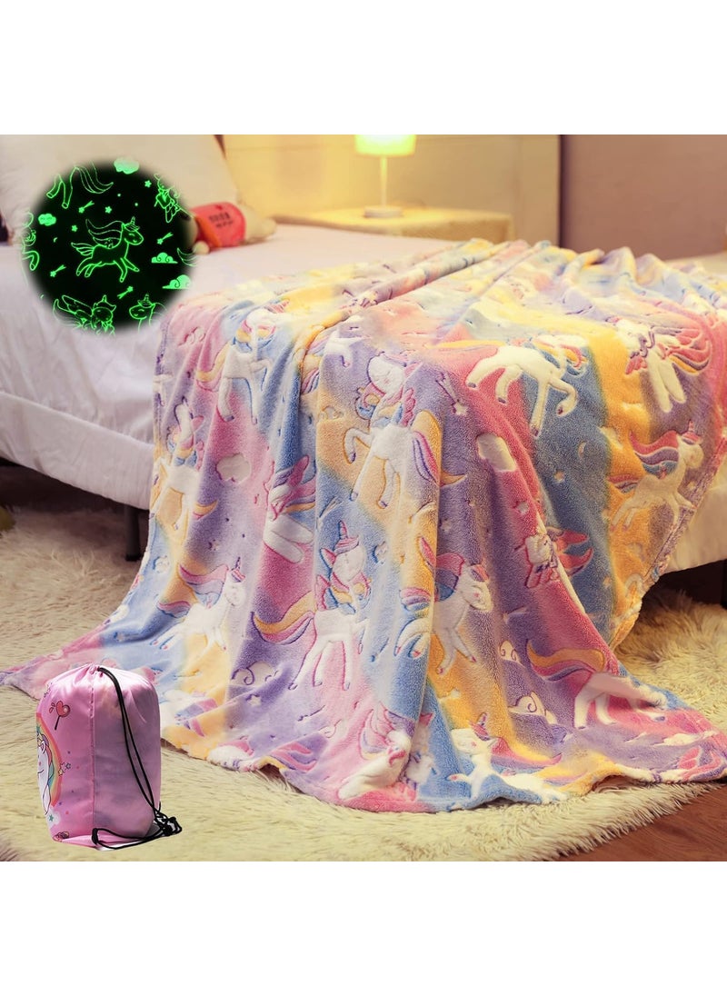 Occasion Glow in The Dark Blanket for Kids 015 Years 160x130 Cm Soft Flannel Fleece Throw Cozy Warm AllSeason Radium Blanket Ideal Gift for Boys Girls Pink