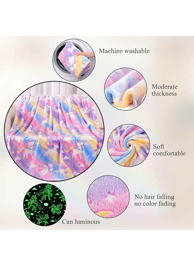 Occasion Glow in The Dark Blanket for Kids 015 Years 160x130 Cm Soft Flannel Fleece Throw Cozy Warm AllSeason Radium Blanket Ideal Gift for Boys Girls Pink