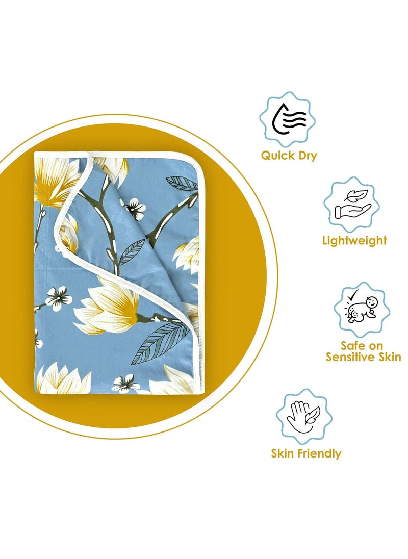 Divine Casa Floret 100 Cotton Single Kids Dohar 120 GSM Soft Lightweight Throw Blanket Cozy Breathable Bedding AllSeason Comfort 140 x 100 CM Blossom Haven Blue