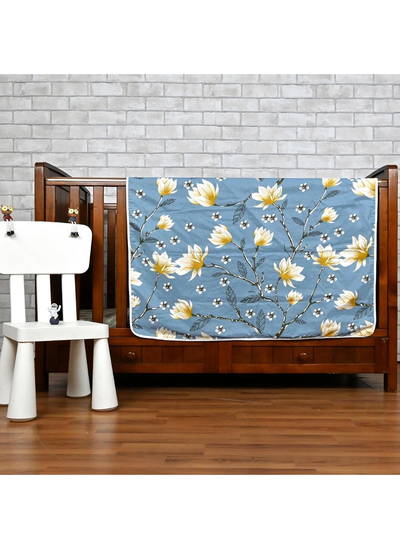 Divine Casa Floret 100 Cotton Single Kids Dohar 120 GSM Soft Lightweight Throw Blanket Cozy Breathable Bedding AllSeason Comfort 140 x 100 CM Blossom Haven Blue