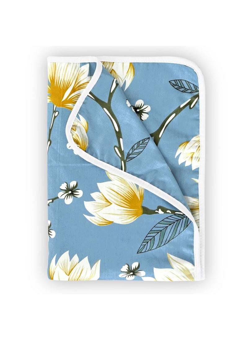 Divine Casa Floret 100 Cotton Single Kids Dohar 120 GSM Soft Lightweight Throw Blanket Cozy Breathable Bedding AllSeason Comfort 140 x 100 CM Blossom Haven Blue