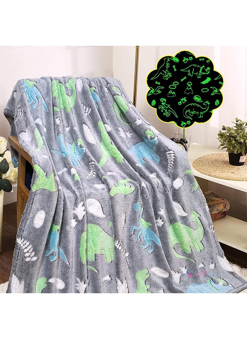 Occasion Glow in The Dark Blanket for Kids 015 Years 160x130 Cm Soft Flannel Fleece Throw Cozy Warm AllSeason Radium Blanket Ideal Gift for Boys Girls Grey
