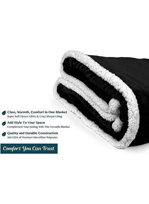 Fluffys Fleece 250 TC Reversible Throw Blanket Black_Queen