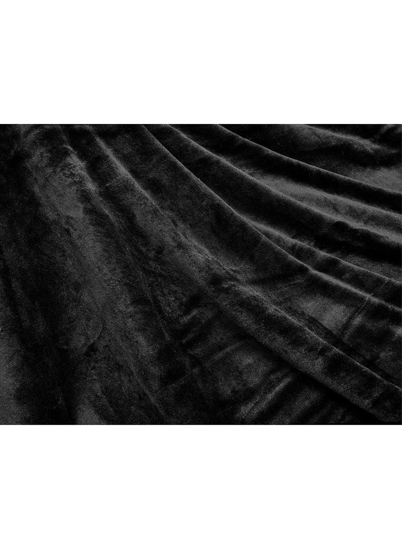 Fluffys Fleece 250 TC Reversible Throw Blanket Black_Queen