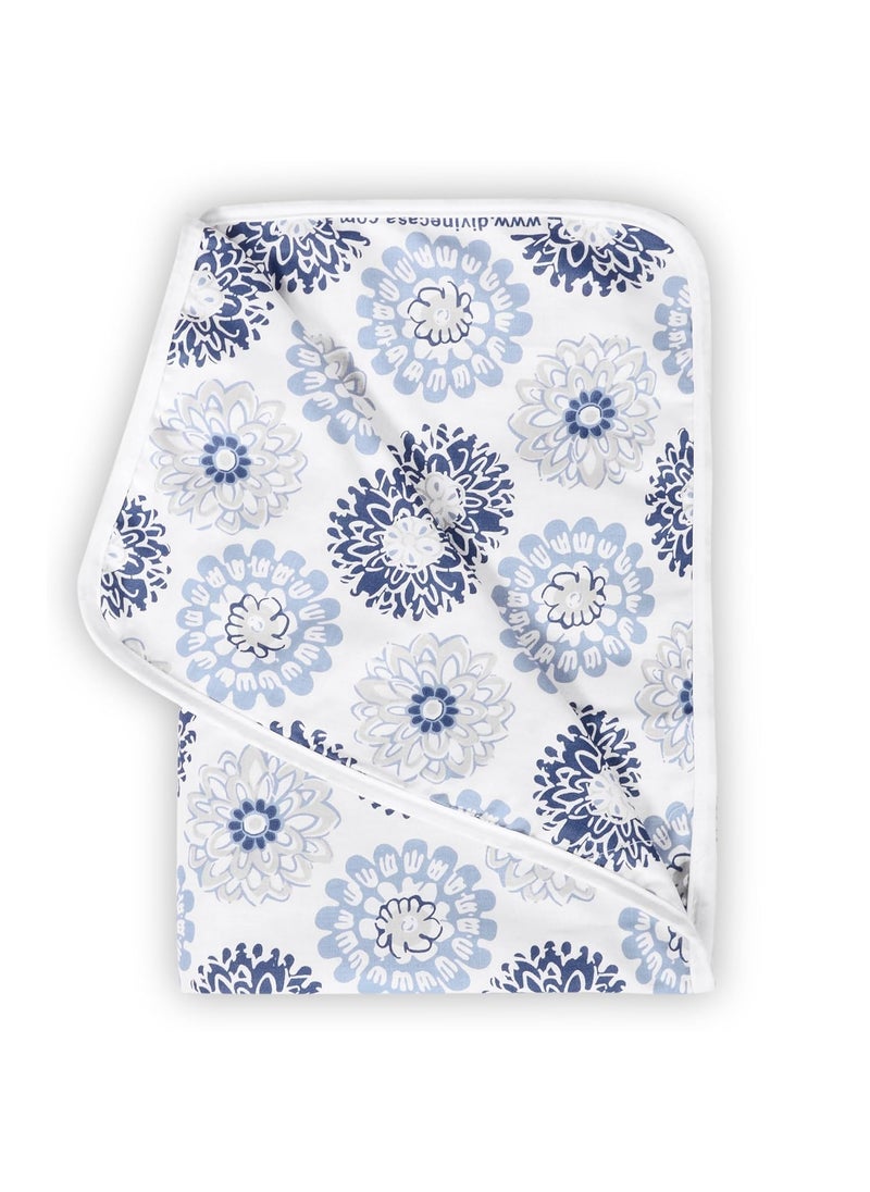 Divine Casa Floret 100 Cotton Single Kids Dohar 120 GSM Soft Lightweight Throw Blanket Cozy Breathable Bedding AllSeason Comfort 140 x 100 CM Blue Beige