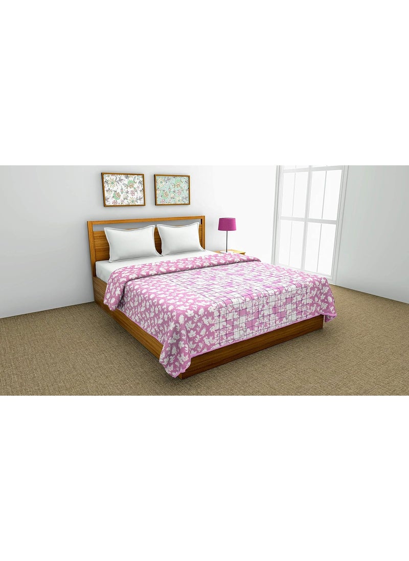 Sanvee Collection Reversible 1 Pc Cambric Cotton Double Bed DoharQuiltAC BlanketComforter Size 90 X 100 Pink