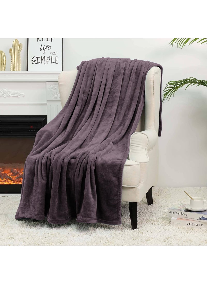 Homestan Flannel Plush 230 GSM Warm Blanket Double Bed Lightweight AC Blanket for Summer Double Bed with Ultimate Comfort 86x88 inches Violet